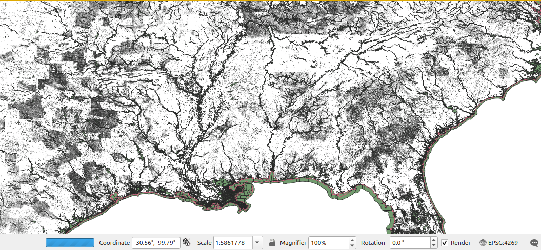 USGS NHD hydrography, Mississippi delta