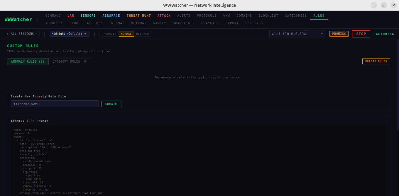 Custom YAML rules editor